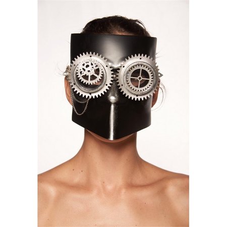 KAYSO Silver Steampunk Mask with Gears  Chains SPM031SL